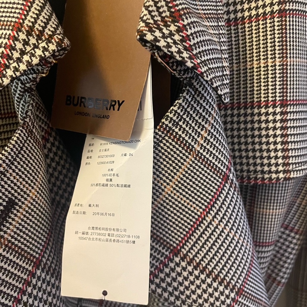 Burberrys Vintage Houndstooth Belted Topcoat Overcoat Jacket Large Double Breast